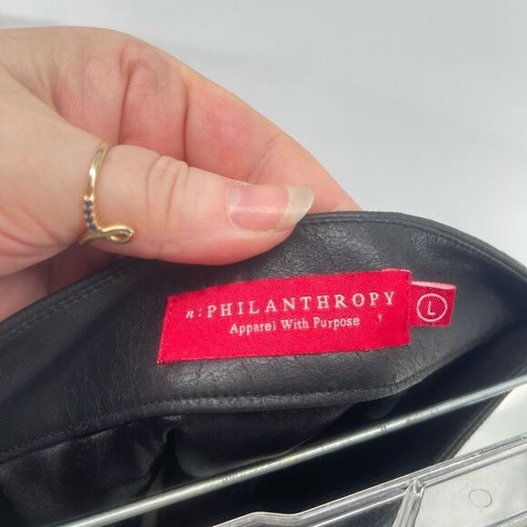 n:Philanthropy Women's Vegan Leather Skirt Mini Zip Closure Straight Black Large - Picture 9 of 10